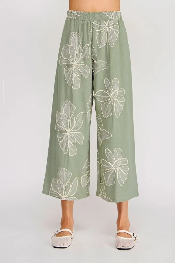 Embroidered Floral Pants