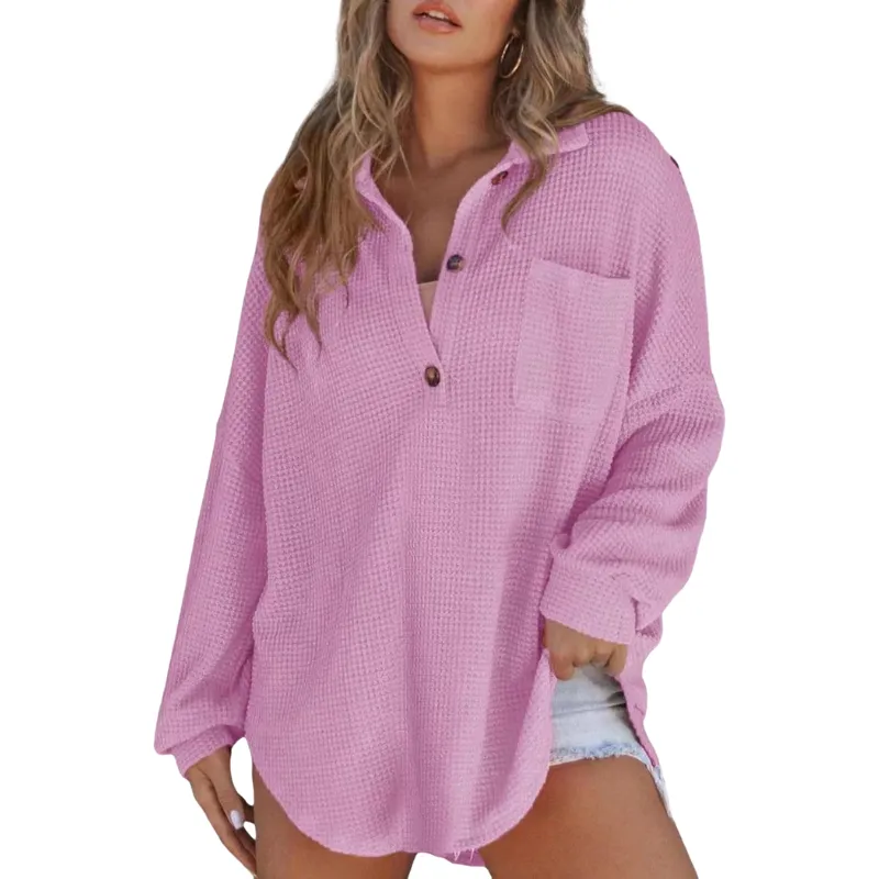 V Neck Button Front Sweater