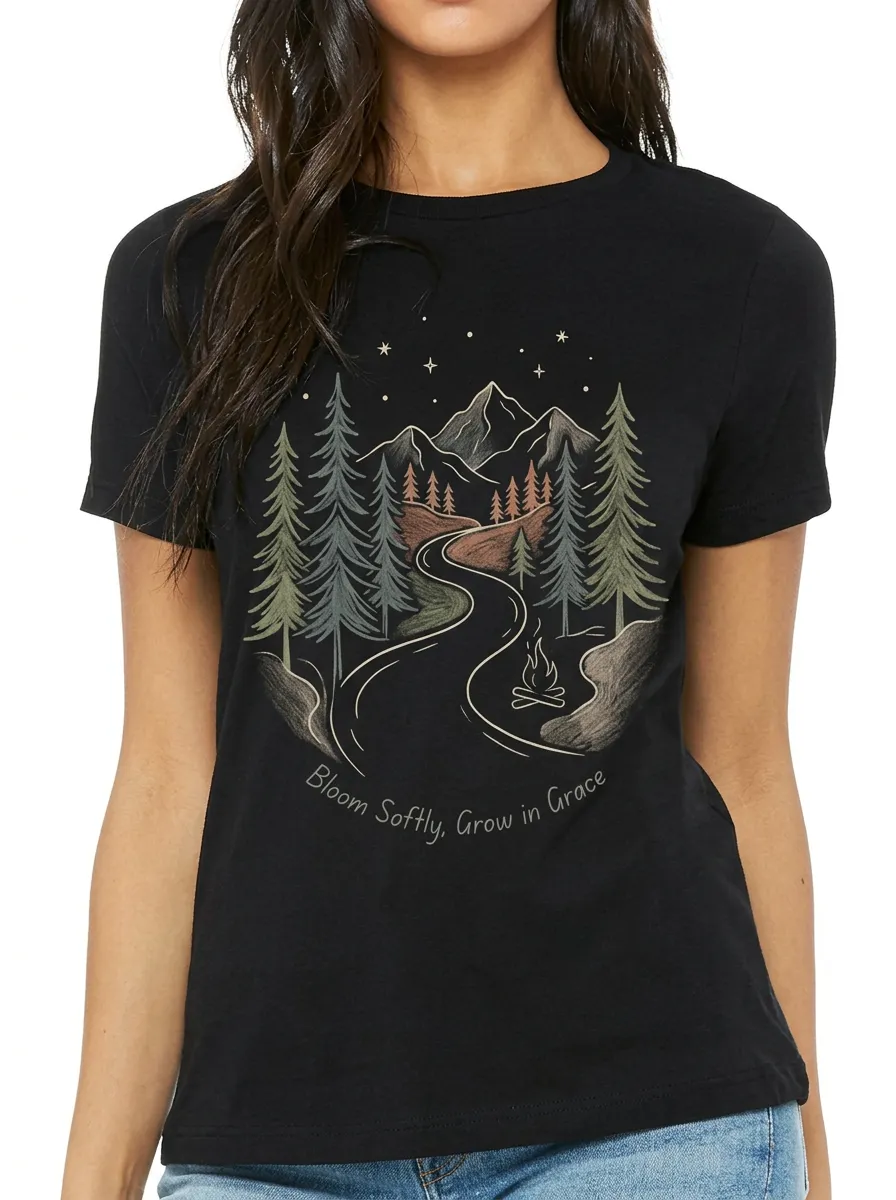 Women's Nature Camping Mountain Forest Printed T-shirt