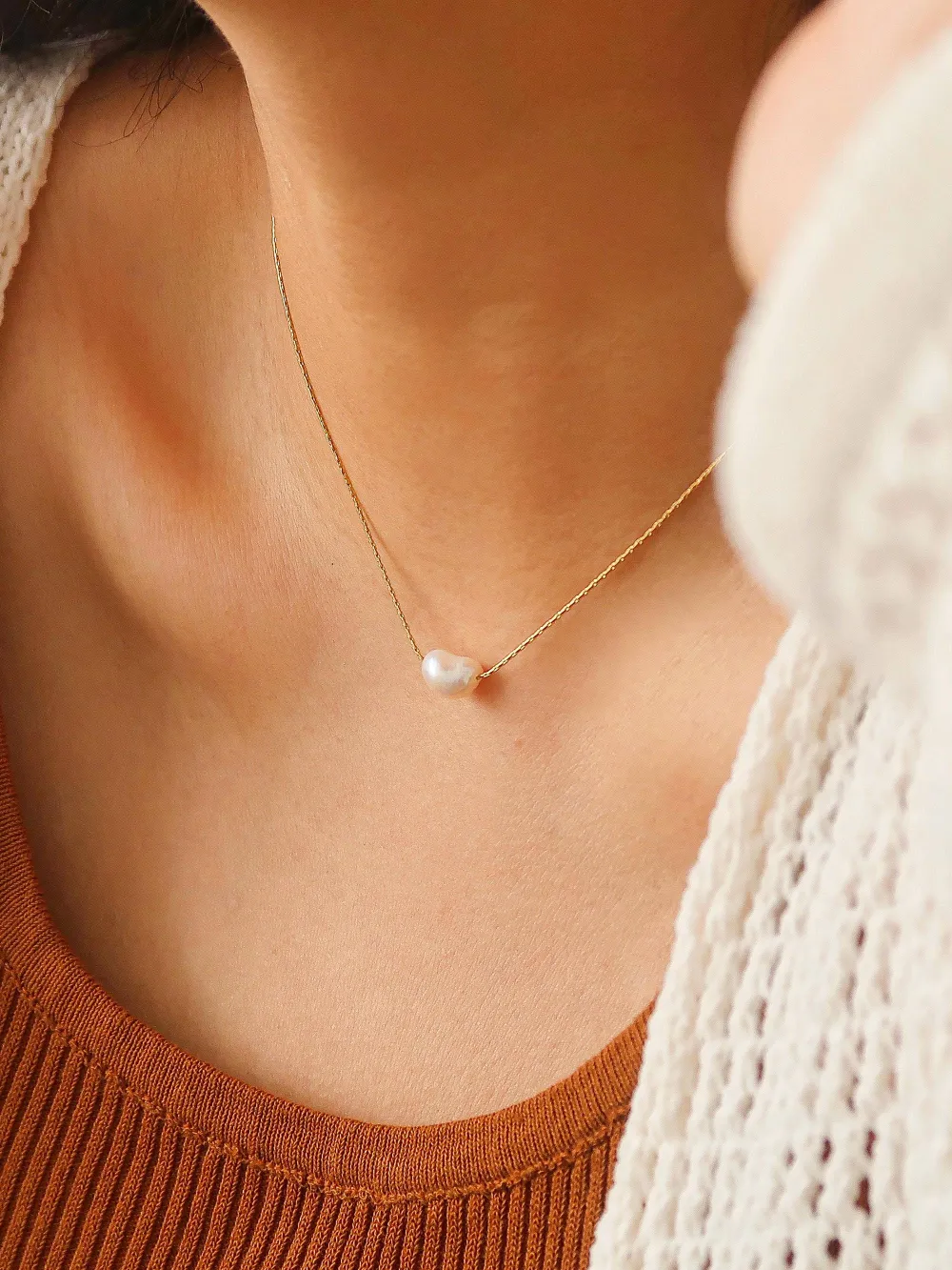 Natural Pearl Chain Necklace