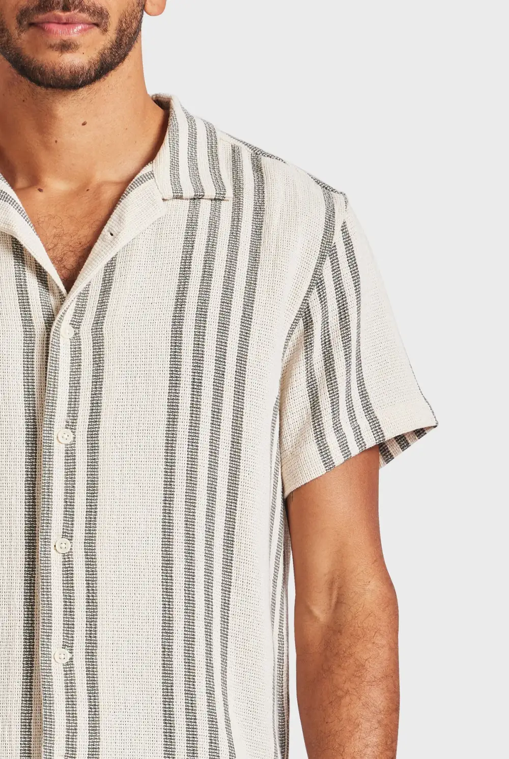 Vertical Stripe Short Sleeve Shirt-Seasponge