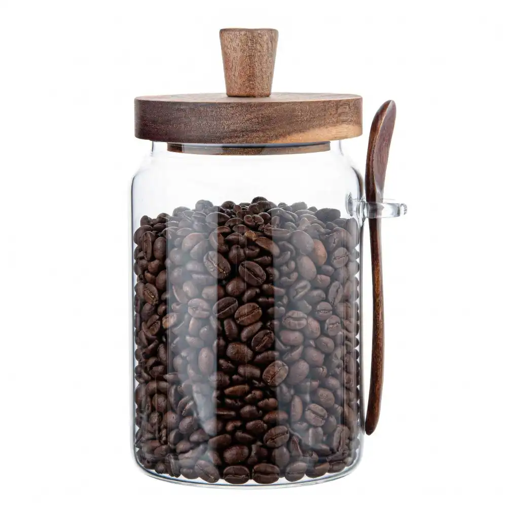 Acacia-Lid Dry Goods Jar With Spoon