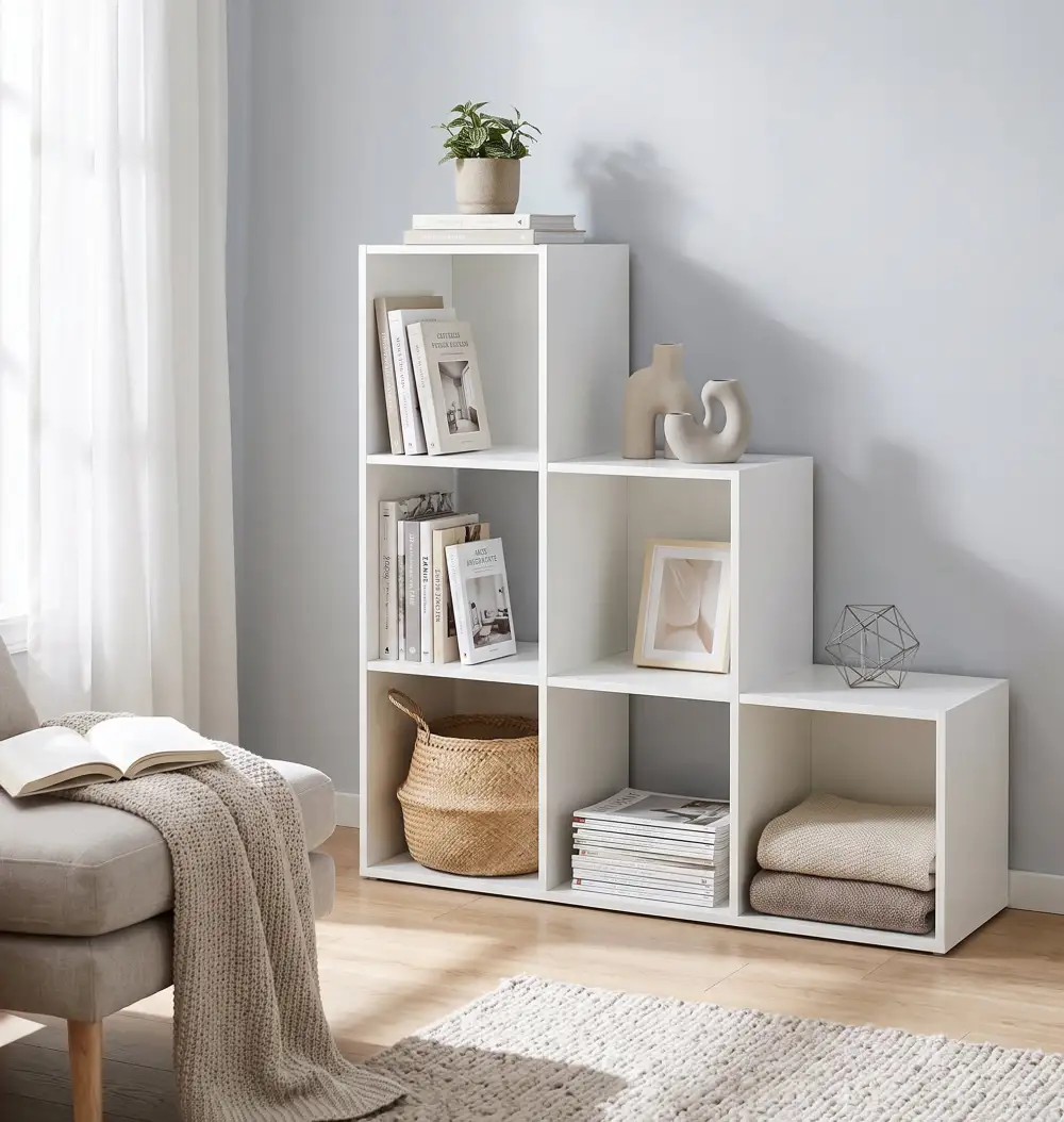 Casual Modern Panel Construction Cube Bookshelf