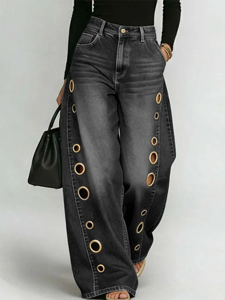 Lana Metal-Eyelet Jeans