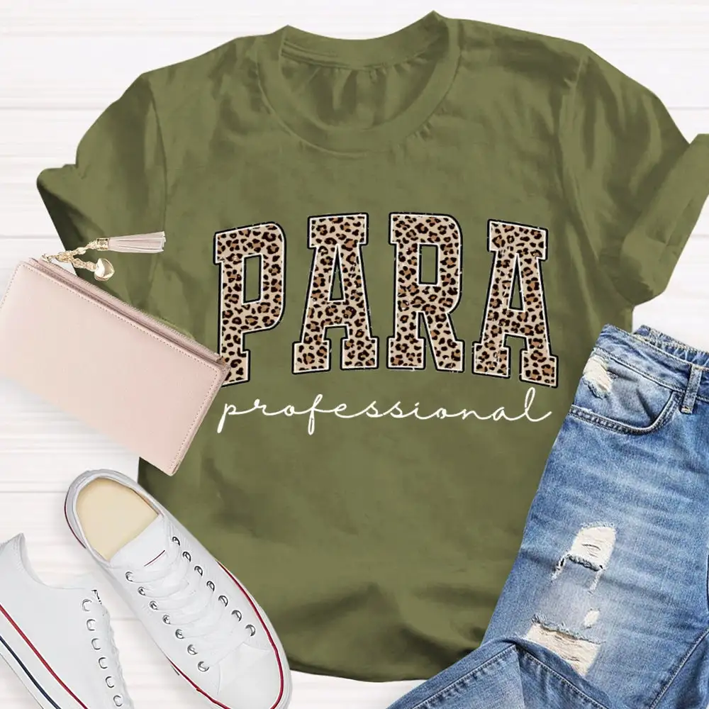 Paraprofessional Teacher Leopard Para T-Shirt