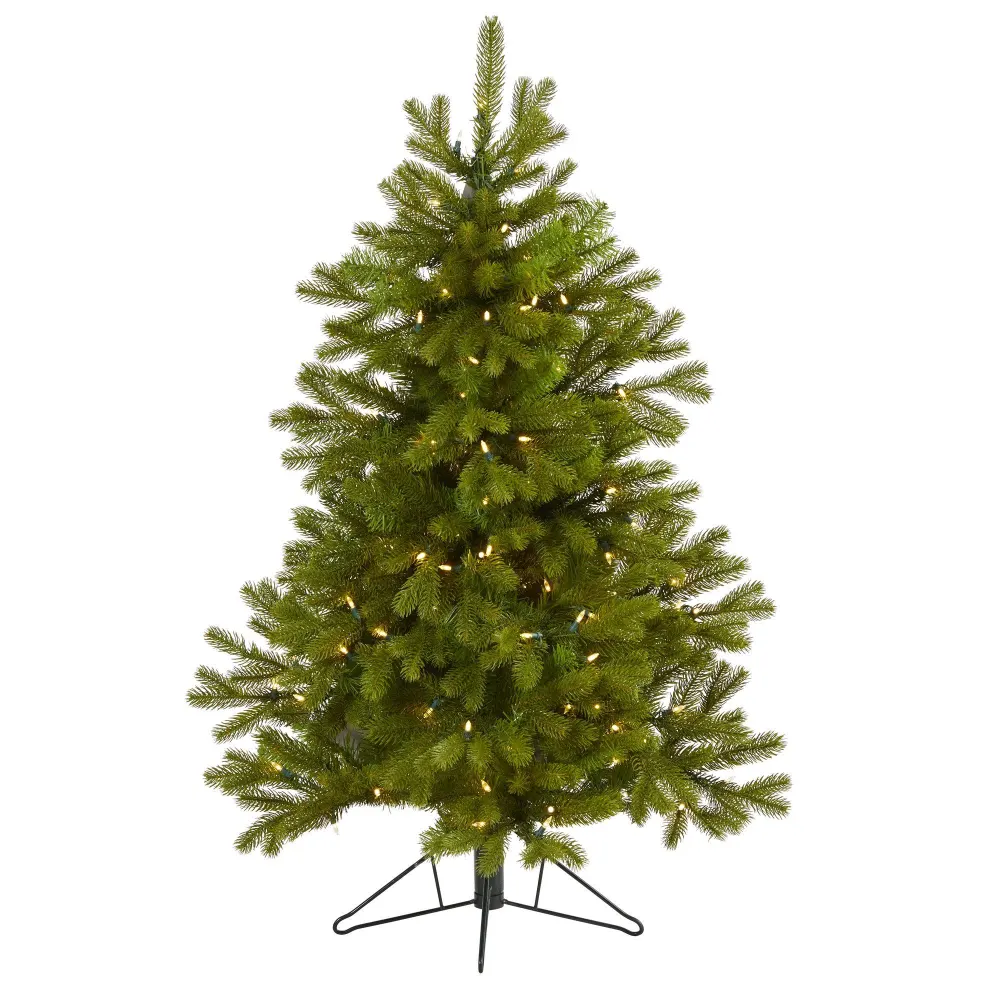 Cambridge Spruce Flat Back Artificial Christmas Tree with Warm Multifunction LED Lights and Bendable Branches