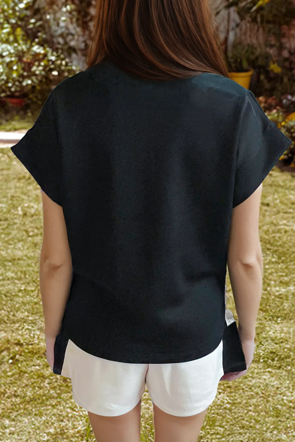 2pc ColorBlock Collared Zip Top
