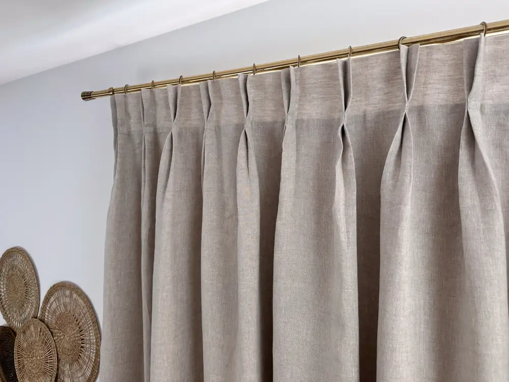 Double Pleat Blackout Linen Curtain