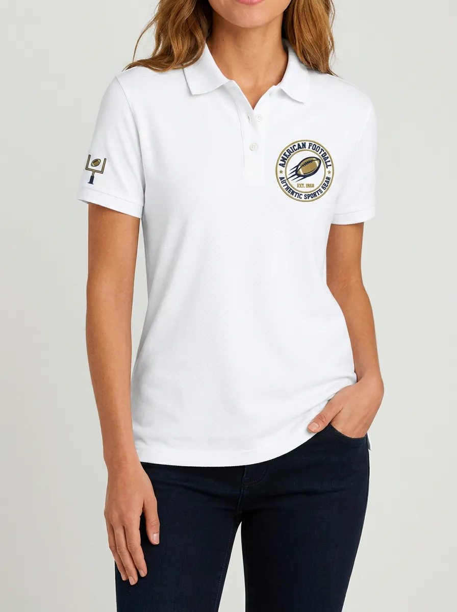 Women's American Football Fan Logo Printed Polo Shirt