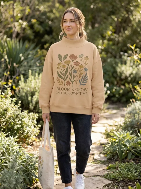 Bloom And Grow Floral Quote Sweatshirt