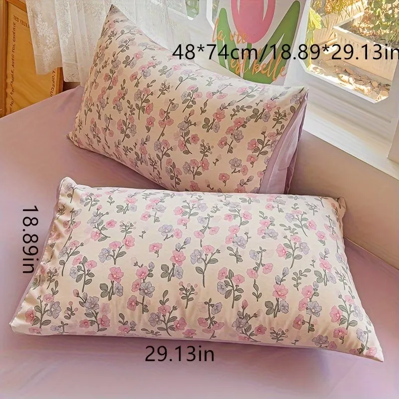 2 Pcs Botanical Print Pillowcase