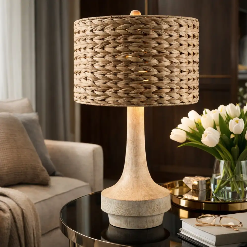 Braided Modern Metal Linen Resin Table Lamp