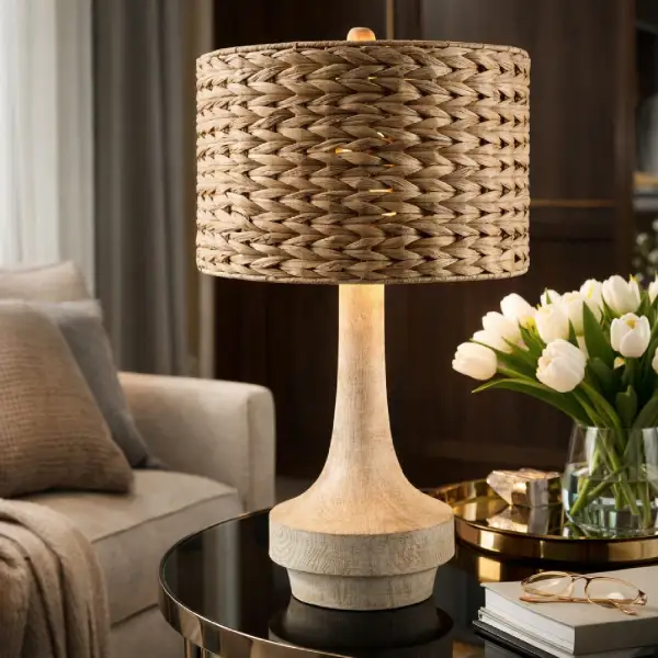 Braided Modern Metal Linen Resin Table Lamp