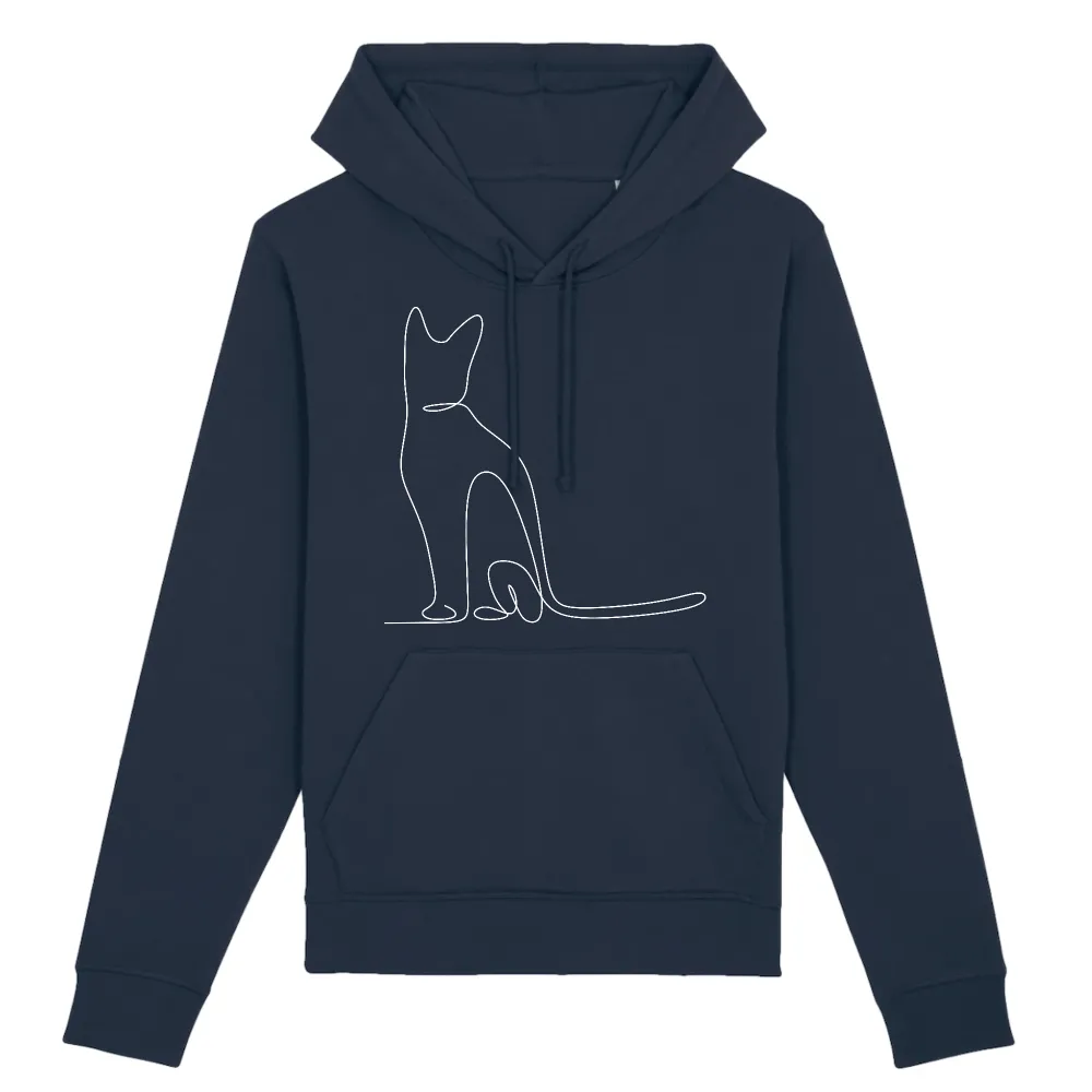 Subtle Cat Graphic Pullover Hoodie
