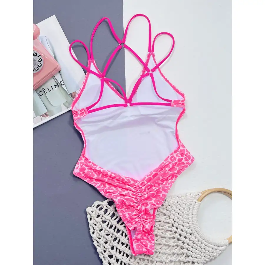 Women's Plunge-Neck Leopard-Print One-Piece Swimsuit