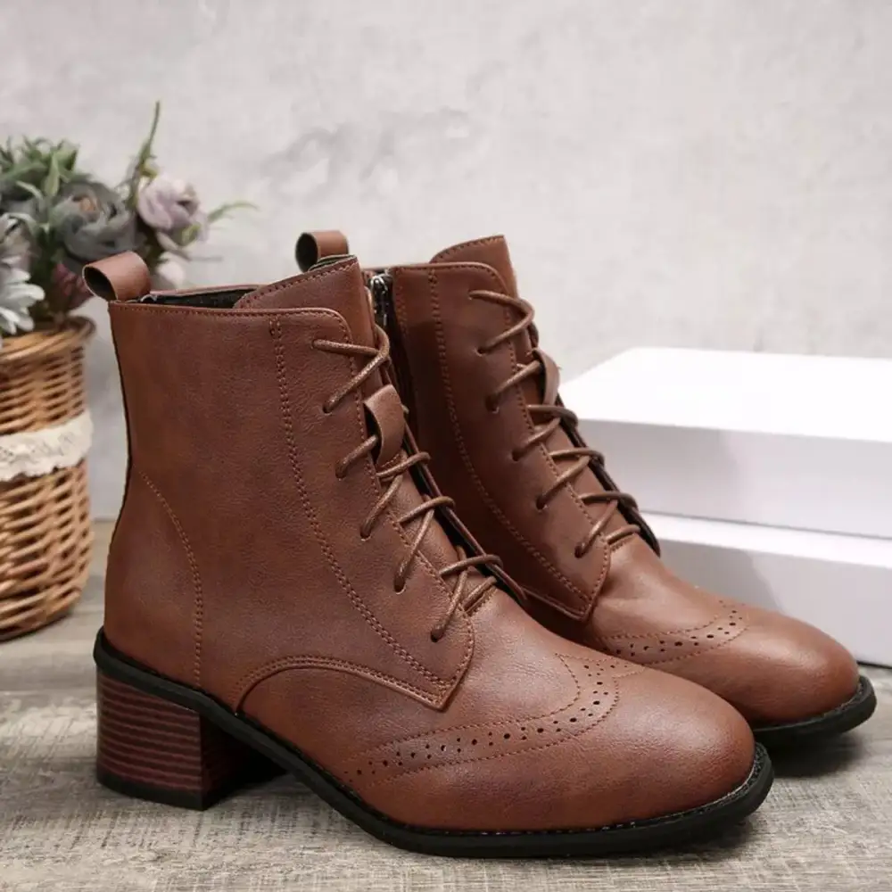 Lace Up Ankle Boots with Zipper