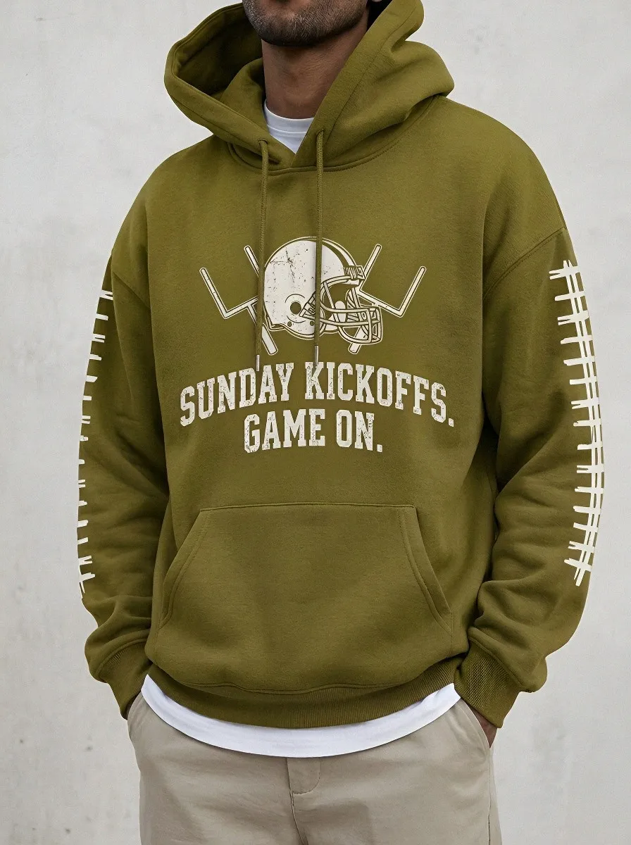 Men's American Football Sunday Kickoffs Helmet Graphic Hoodie