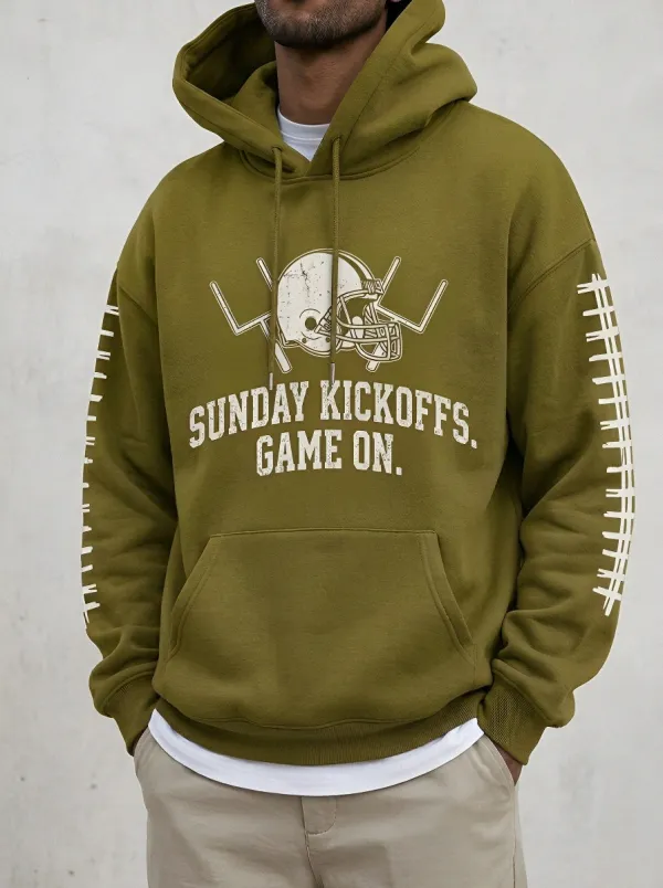 Men's American Football Sunday Kickoffs Helmet Graphic Hoodie