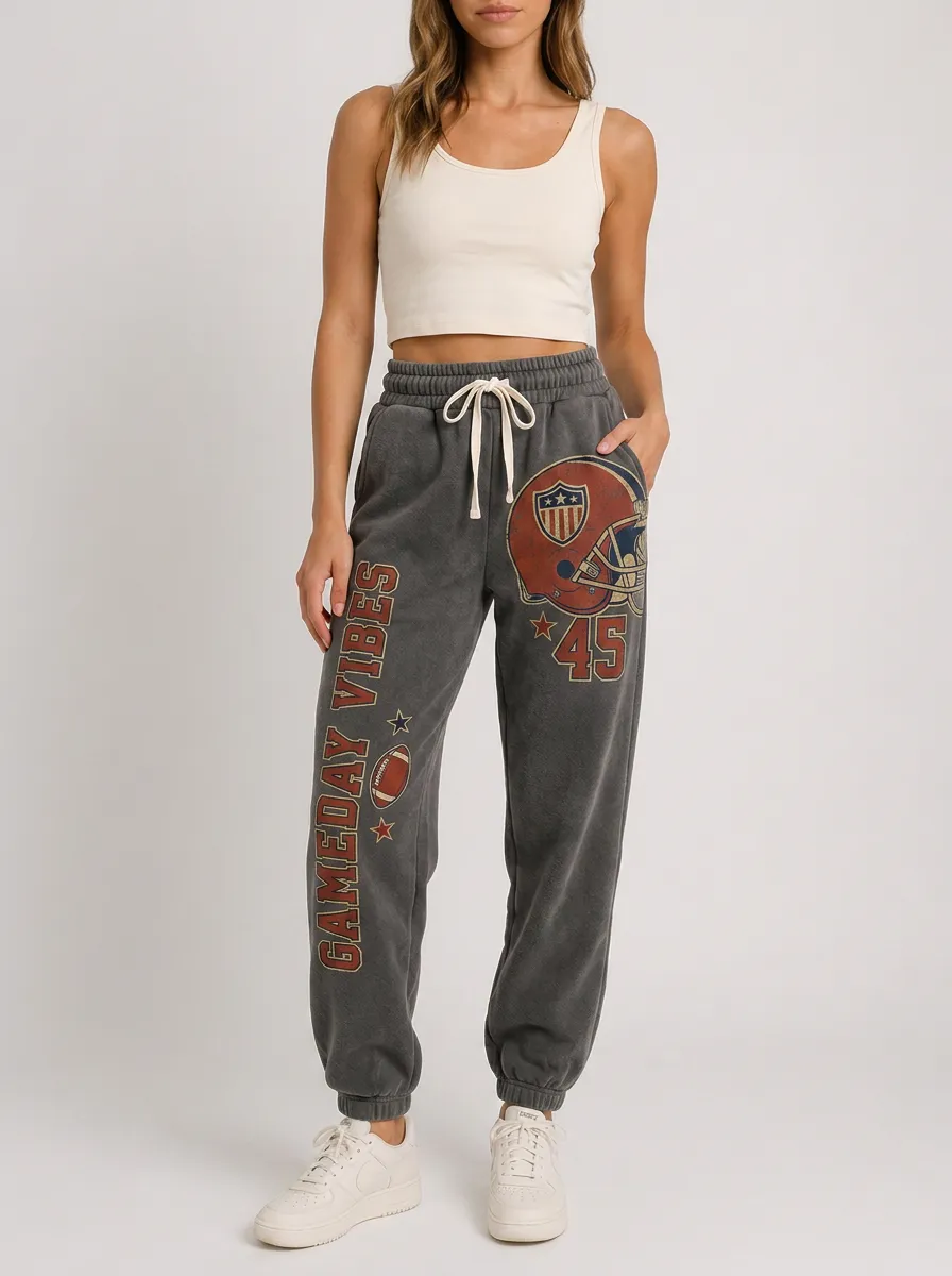 Women's Football Gameday Vibes Helmet 45 Printed Joggers