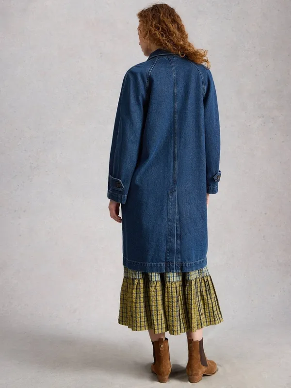 Cotton Denim Collared Coat