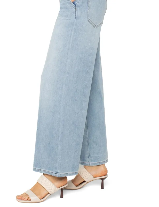 Denim Wide Leg Three-Quarter Sleeve Jeans