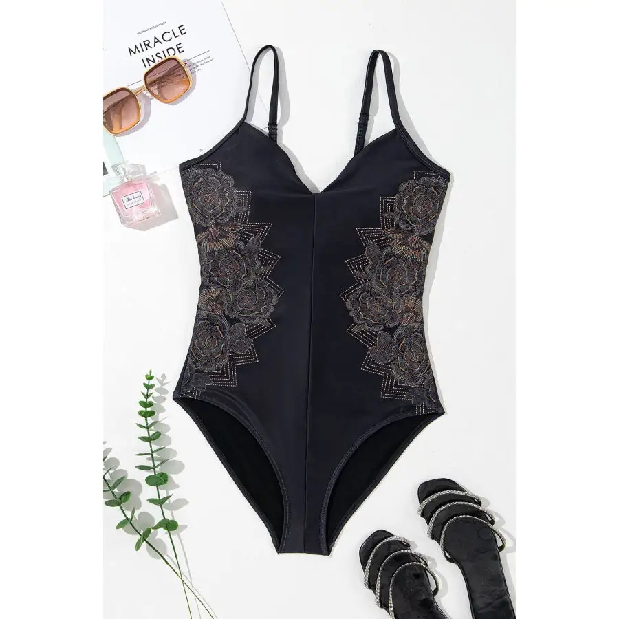 Women's Crisscross V-Neck One-Piece Swimsuit