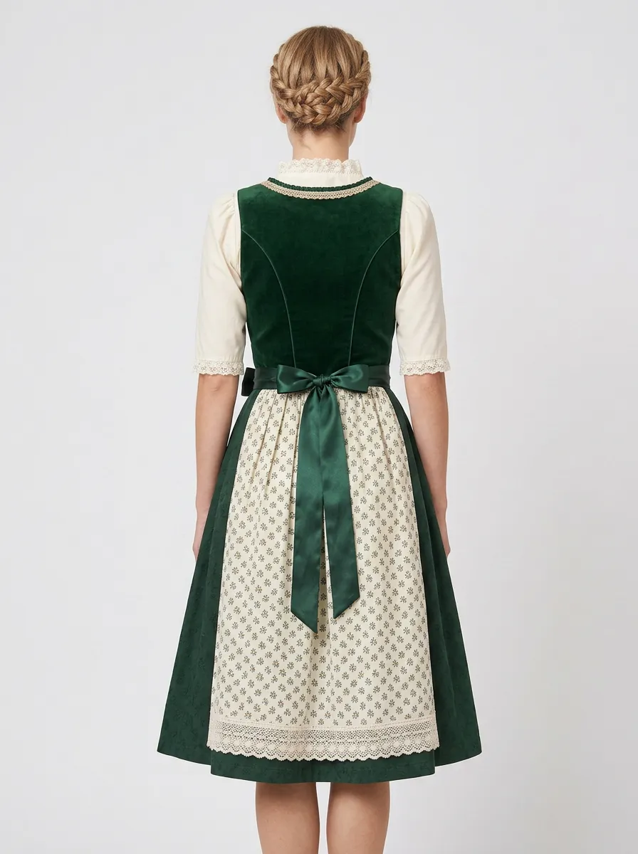 Floral Embroidered Floral Apron Square Neck Women's Bavarian Oktoberfest Dirndl Dress