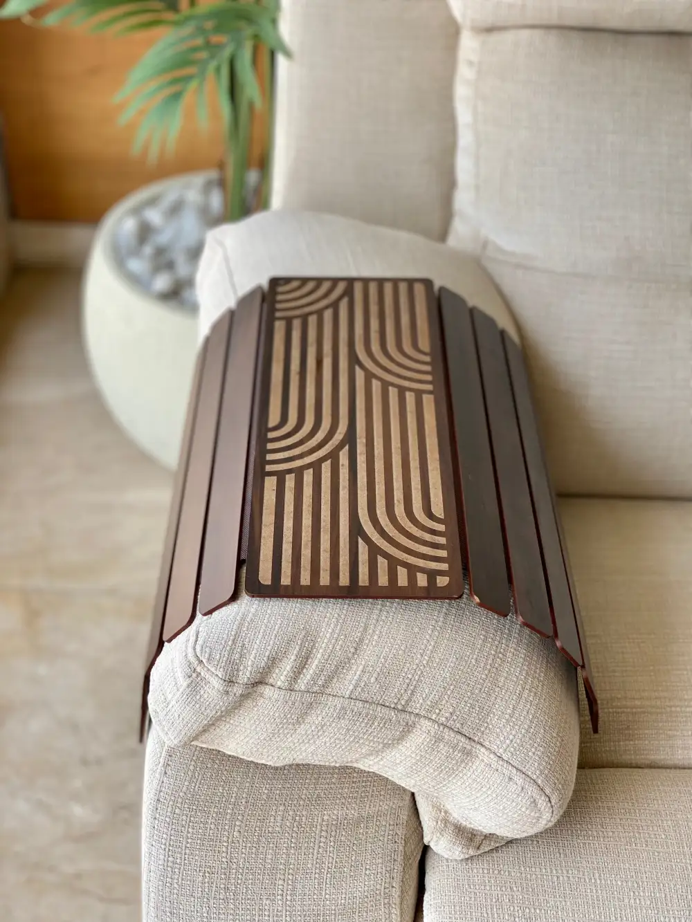 Sofa Armrest Tray Dark Brown