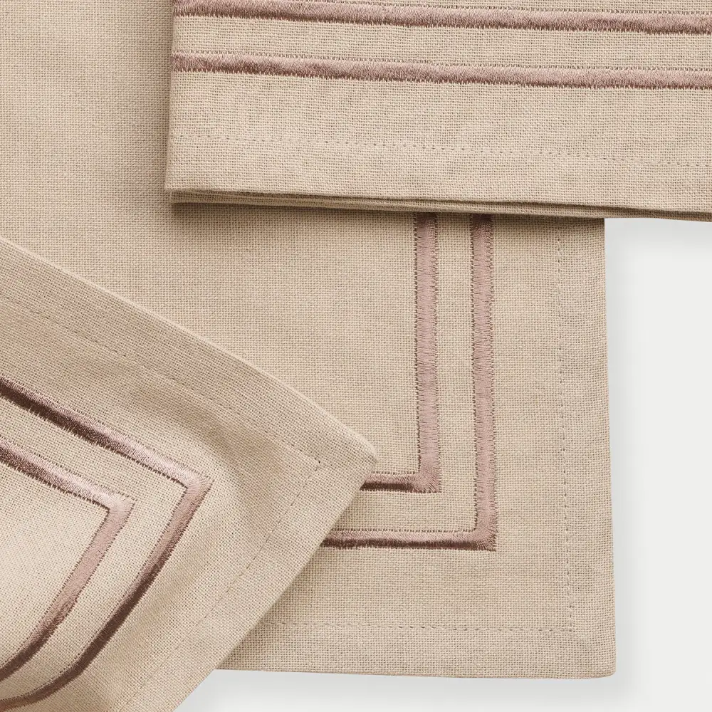 Beige Embroidered Cotton Napkins