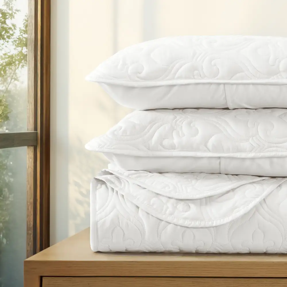 Damask Quilted Coverlet Set