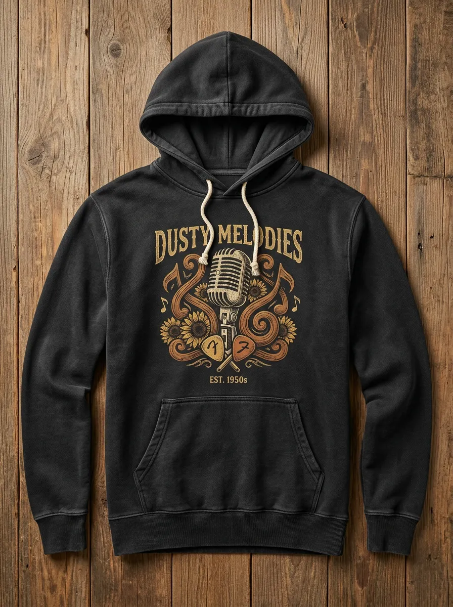 Country Music Microphone Sunflower Pullover Hoodie