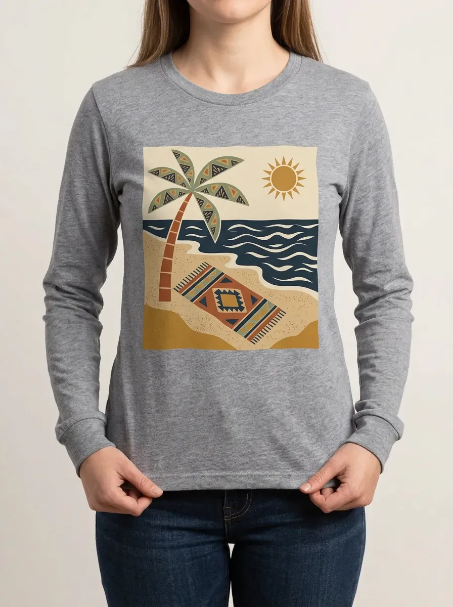 Beach Lover Boho Palm Tree Sun Long Sleeve T-Shirt