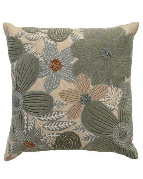 Artisan Embroidered Cotton Decorative Cushion Cover