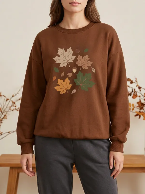 Utility Maple-Leaf Printed Acorn Graphic Sweatshirt
