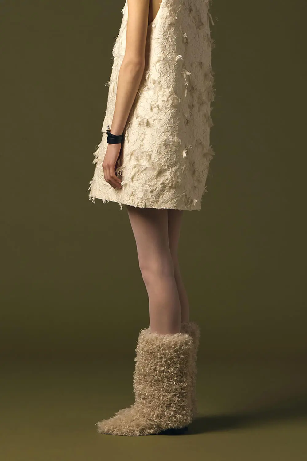 Faux Fur Mid Calf Block Boots