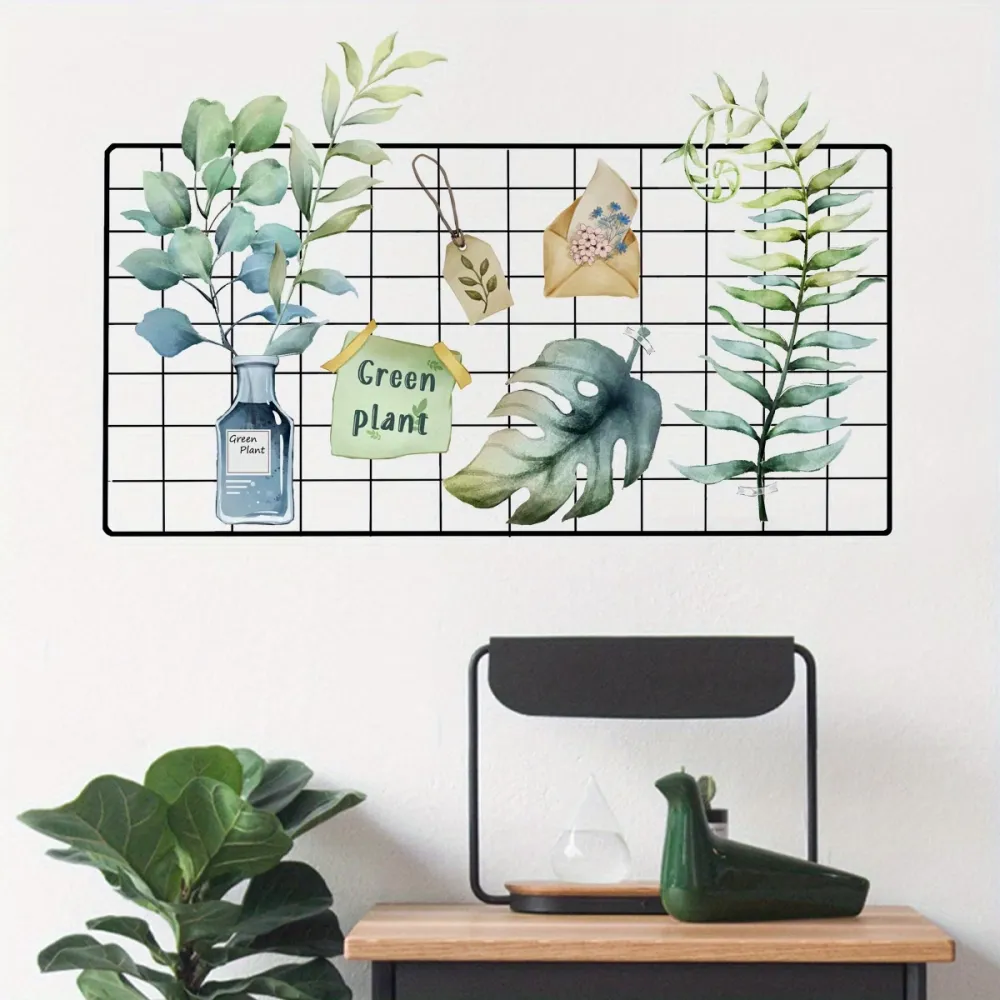 Green Plant Grid Wall Decals