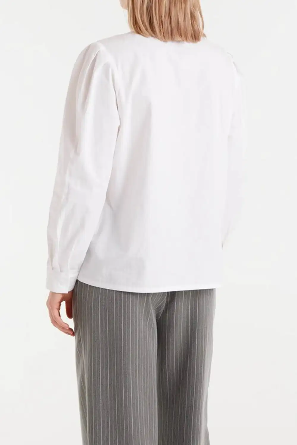 Button Down Tie Neck Bow Tie Pleated Blouse