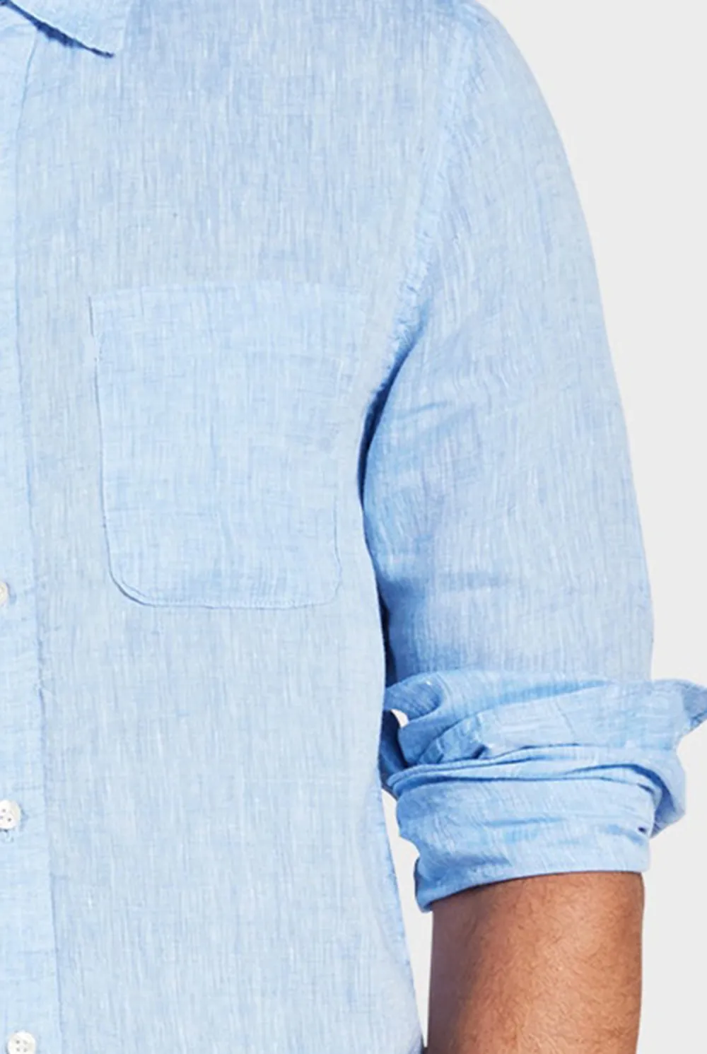 Micro Print Linen Blend Casual Button Up Shirt