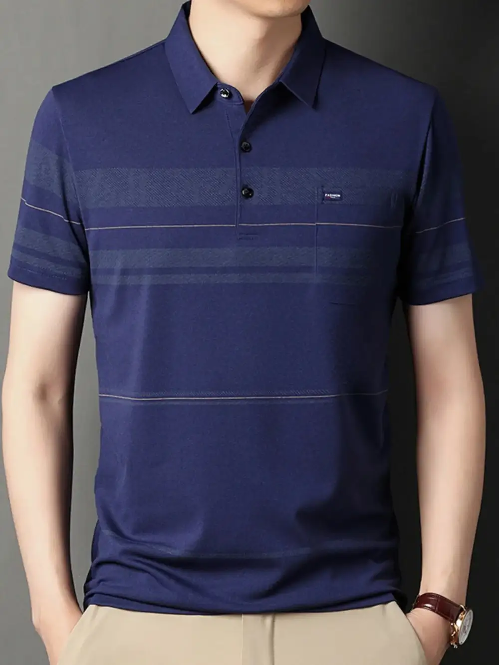 Loose Fit Striped Collared Polo Shirt