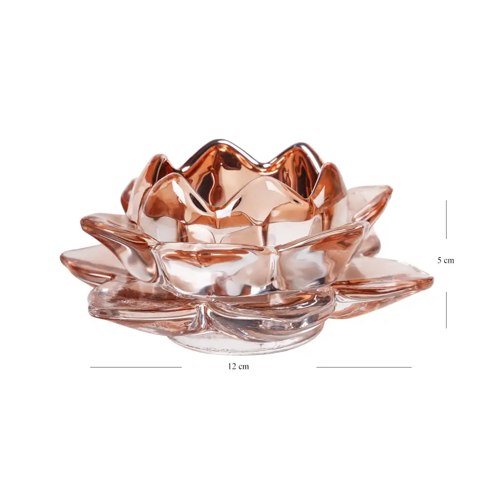 Pink Glass Tealight Holder With Reflective Interior