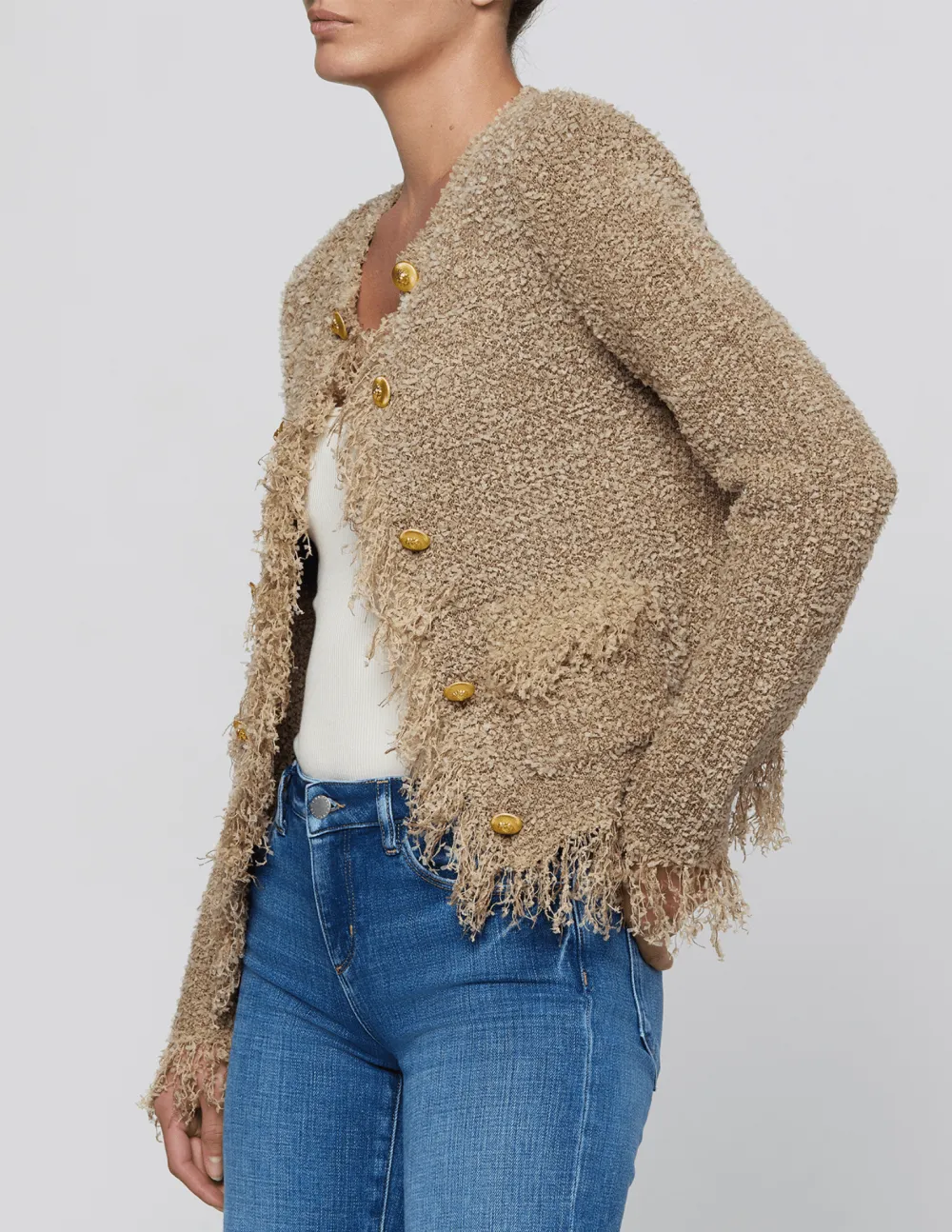Wool Silk-Blend Button-Front Slim-Fit Cardigan
