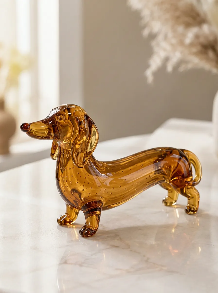 Curved Profile Dachshund Glass Sculpture
