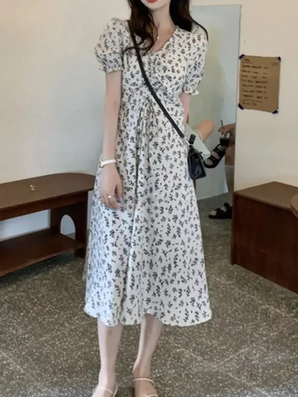 Puff Sleeve Midi Dress