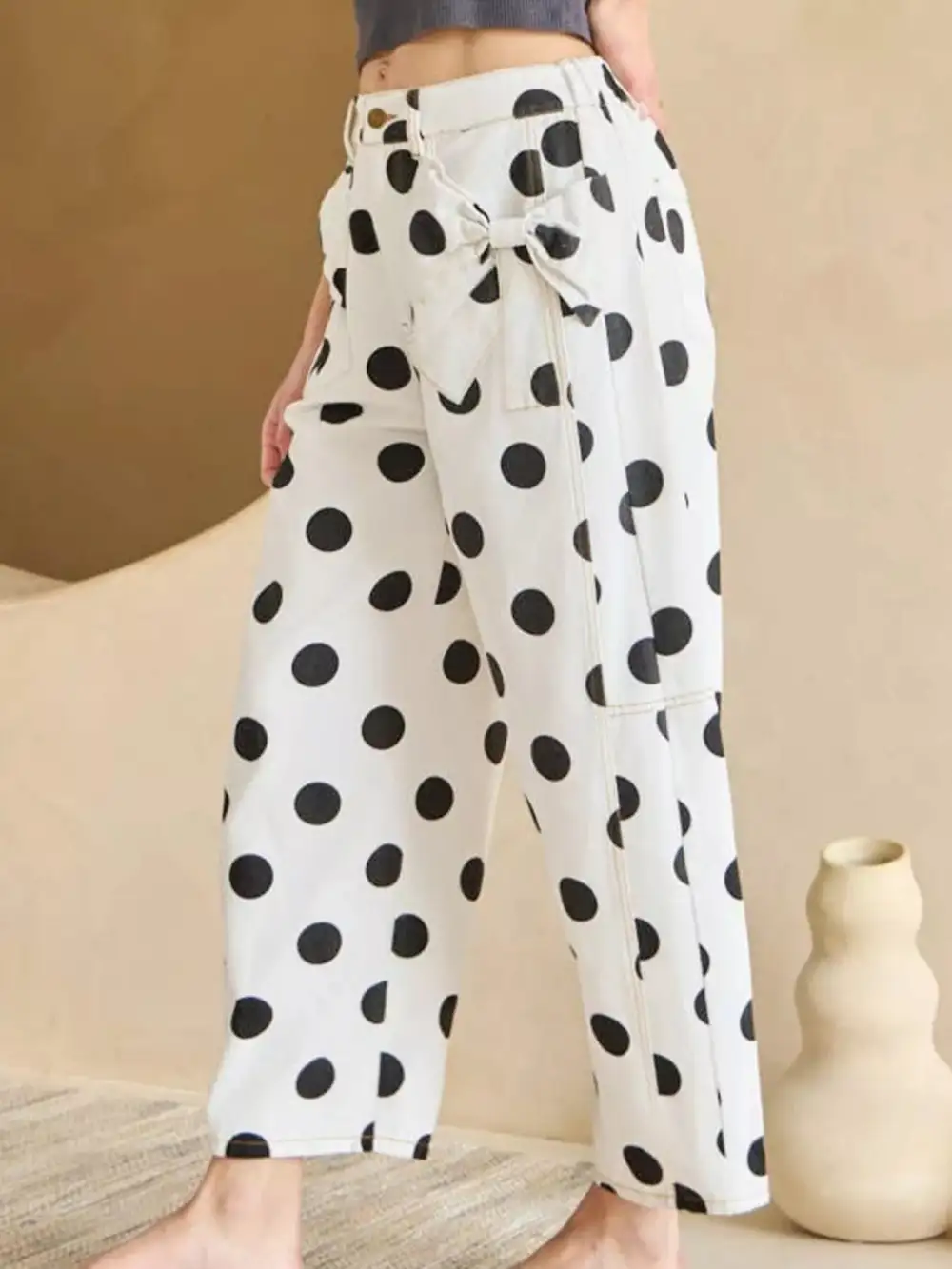 Polka Dot High Waist Jeans