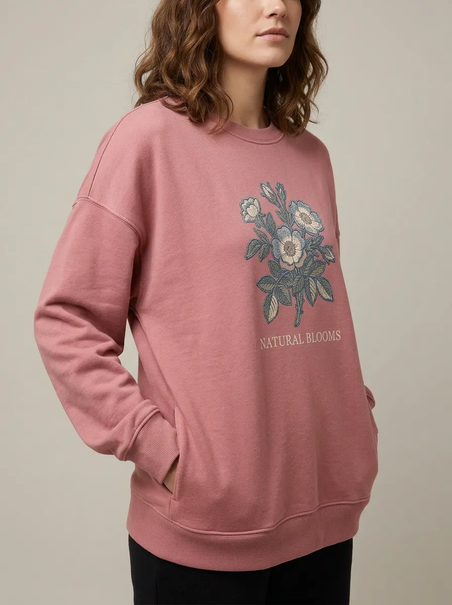 Women's Natural Blooms Floral Botanical Printed Sweatshirt