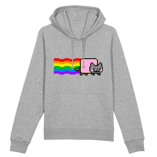 Pixel Cat Graphic Pullover Hoodie