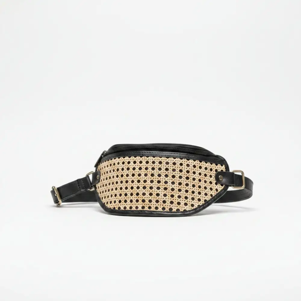 Leather Cane Sling Crossbody Bag