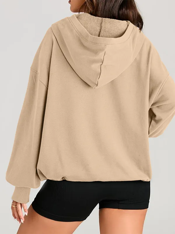 Zip-Detail Pocketed Long-Sleeve Knit Sweatshirt