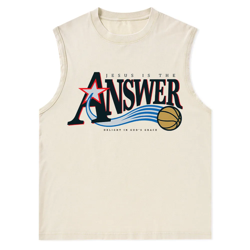 Jesus Is The Answer Christian Washed Tank Top
