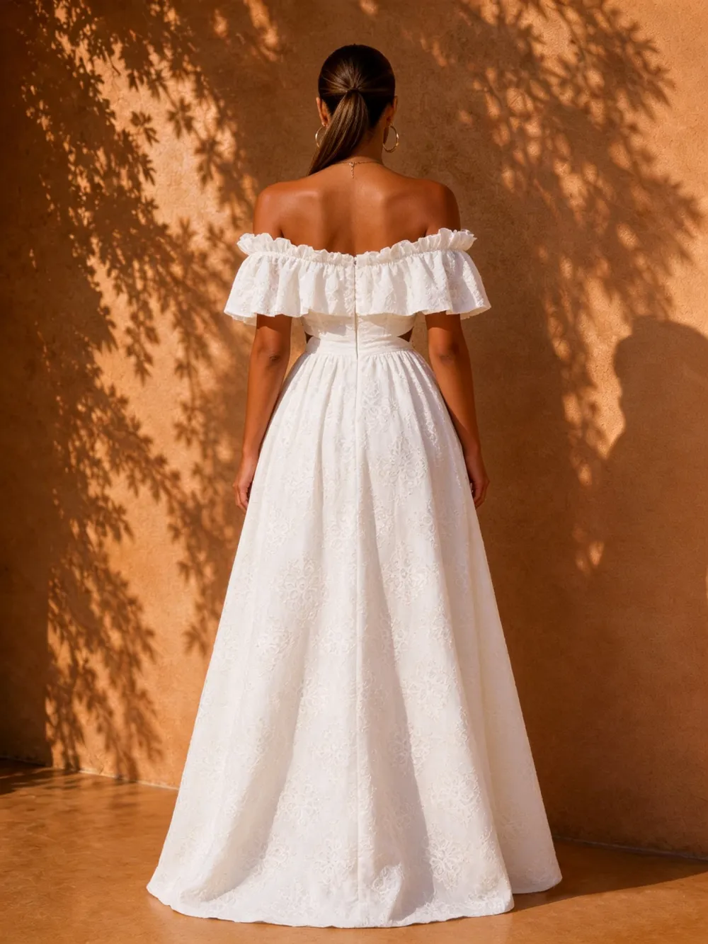 Liliana Off-Shoulder Hollow-Out Maxi Dress In White